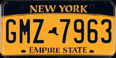 NY license plate GMZ7963