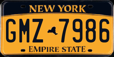 NY license plate GMZ7986