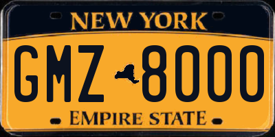 NY license plate GMZ8000