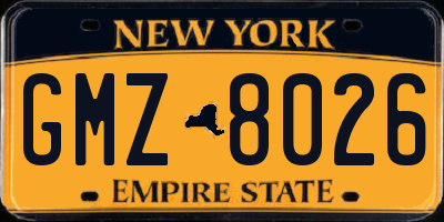 NY license plate GMZ8026