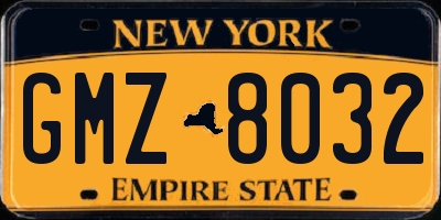 NY license plate GMZ8032