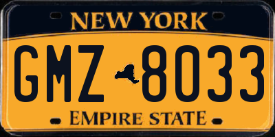 NY license plate GMZ8033