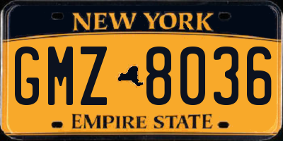 NY license plate GMZ8036