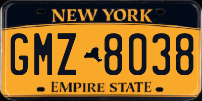 NY license plate GMZ8038