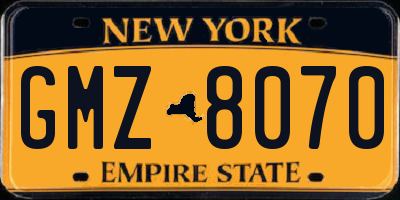 NY license plate GMZ8070