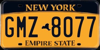 NY license plate GMZ8077