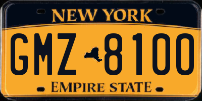 NY license plate GMZ8100