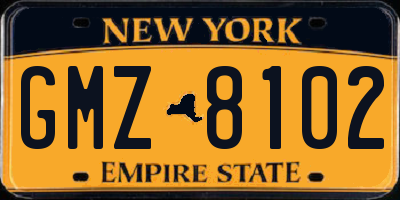 NY license plate GMZ8102
