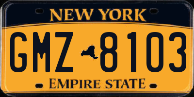 NY license plate GMZ8103