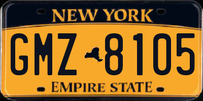 NY license plate GMZ8105