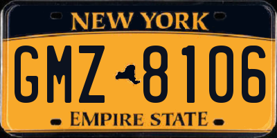 NY license plate GMZ8106
