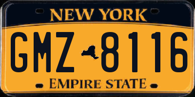 NY license plate GMZ8116