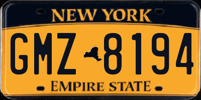 NY license plate GMZ8194
