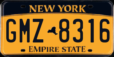 NY license plate GMZ8316