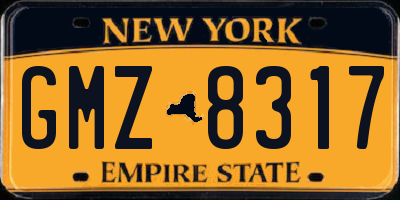 NY license plate GMZ8317