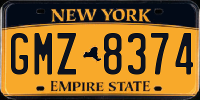 NY license plate GMZ8374