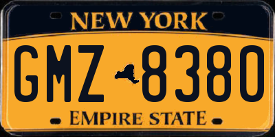 NY license plate GMZ8380