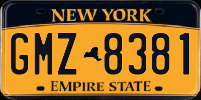 NY license plate GMZ8381