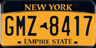 NY license plate GMZ8417