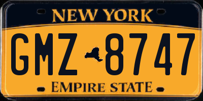 NY license plate GMZ8747