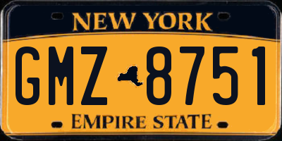 NY license plate GMZ8751