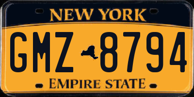 NY license plate GMZ8794