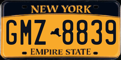 NY license plate GMZ8839