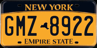 NY license plate GMZ8922