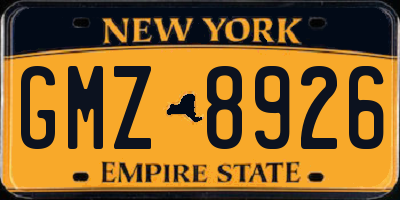 NY license plate GMZ8926