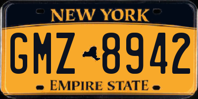 NY license plate GMZ8942