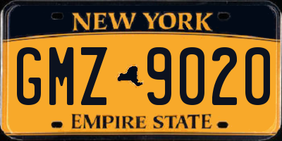 NY license plate GMZ9020