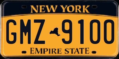 NY license plate GMZ9100