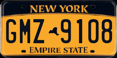 NY license plate GMZ9108