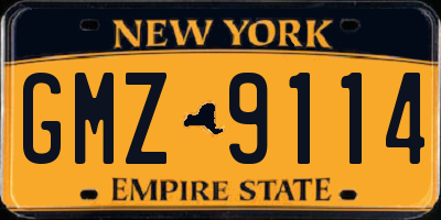 NY license plate GMZ9114