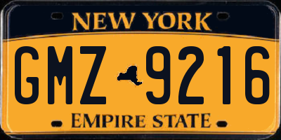 NY license plate GMZ9216