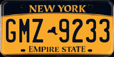 NY license plate GMZ9233