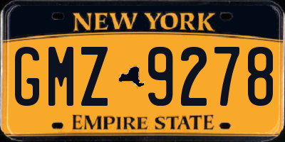 NY license plate GMZ9278