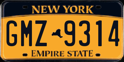 NY license plate GMZ9314