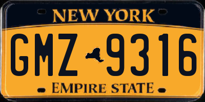 NY license plate GMZ9316