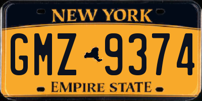 NY license plate GMZ9374