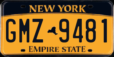 NY license plate GMZ9481