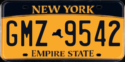 NY license plate GMZ9542