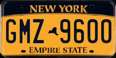 NY license plate GMZ9600