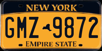 NY license plate GMZ9872