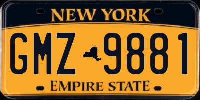 NY license plate GMZ9881