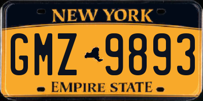 NY license plate GMZ9893