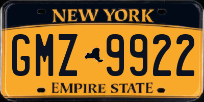 NY license plate GMZ9922