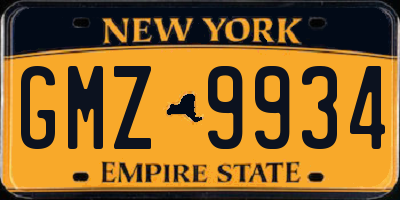 NY license plate GMZ9934