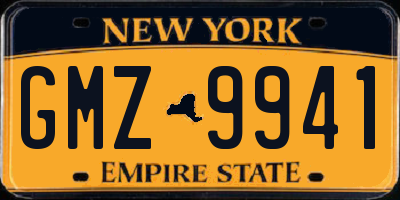 NY license plate GMZ9941