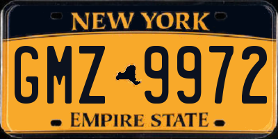 NY license plate GMZ9972